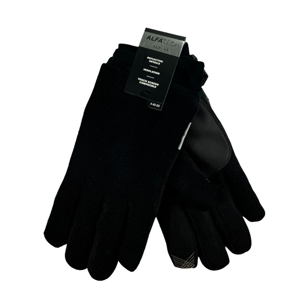 Alfani Mens Heavy Insulated Touch Screen Fleece-Lined Gloves Black OS